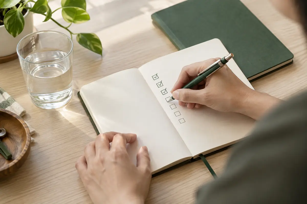Checking completed habits in a progress diary