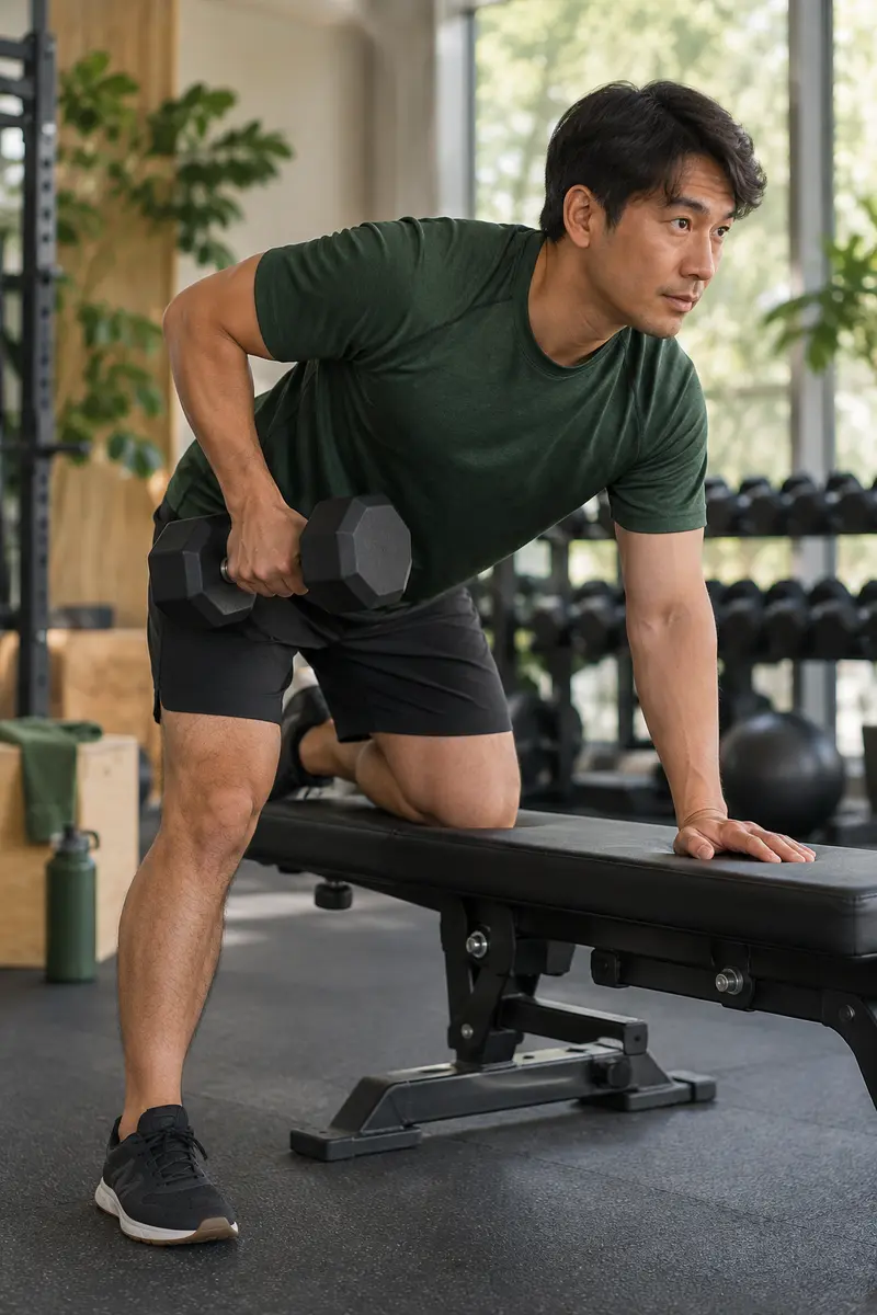 Controlled strength training with a dumbbell